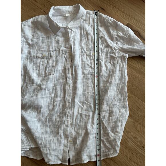 NWT Womens White Gauze Button-Up Shirt 2X 100% Cotton Lightweight Collared Top - Picture 8 of 10